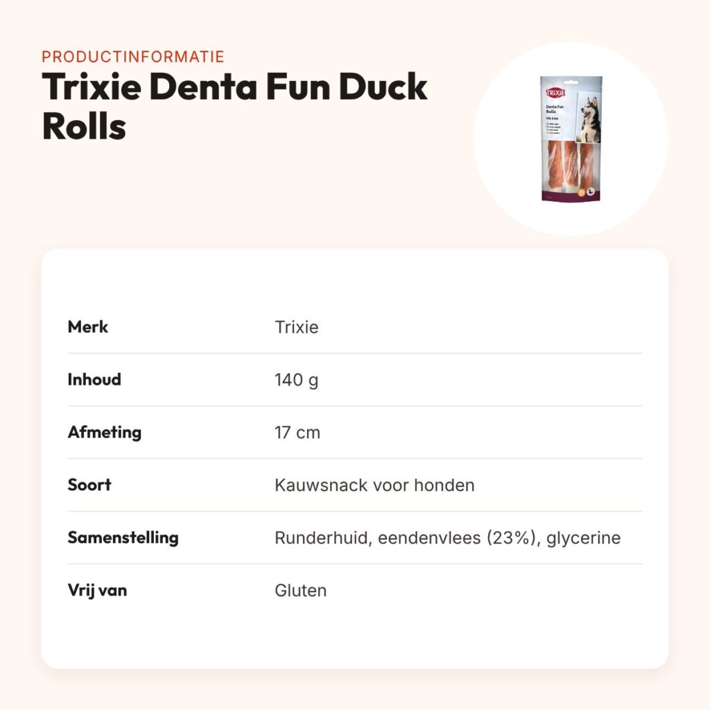 Trixie Denta Fun Duck Chewing Rolls 17 cm 140 g – runderhuid met eend – productinformatie