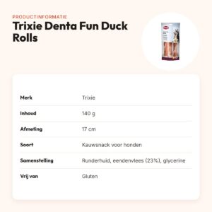 Trixie Denta Fun Duck Chewing Rolls 17 cm 140 g – runderhuid met eend – productinformatie