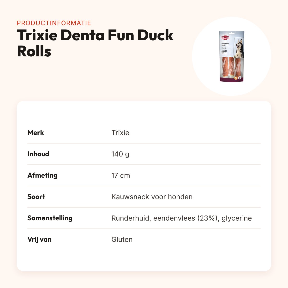 Trixie Denta Fun Duck Chewing Rolls 17 cm 140 g – runderhuid met eend – productinformatie