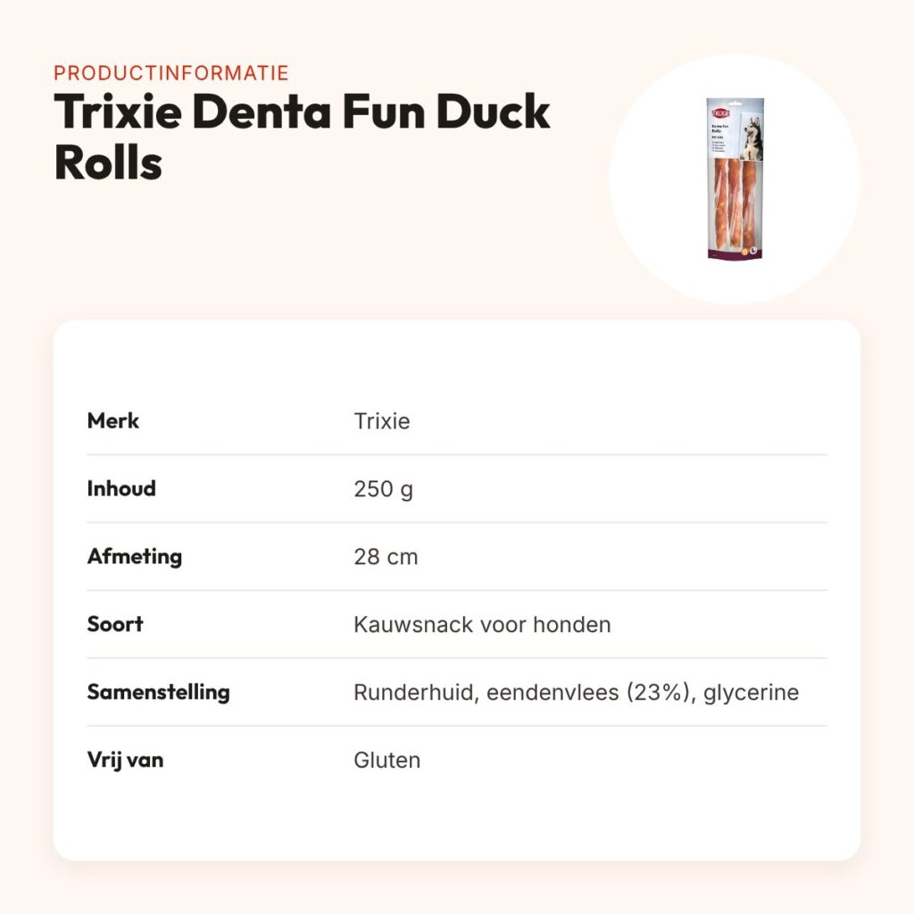 Trixie Denta Fun Duck Chewing Rolls 28 cm 250 g – lange kauwrollen – productinformatie