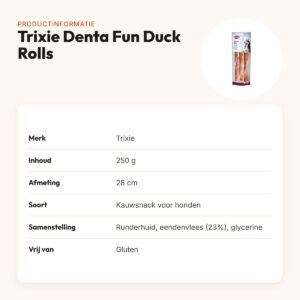 Trixie Denta Fun Duck Chewing Rolls 28 cm 250 g – lange kauwrollen – productinformatie