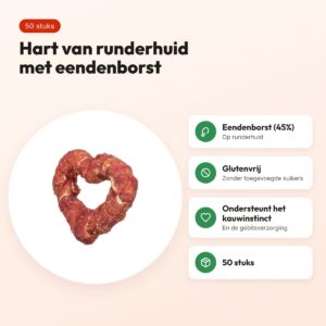 Trixie Denta Fun Heart met eendenborst – kauwsnack, 50 stuks – voordelen