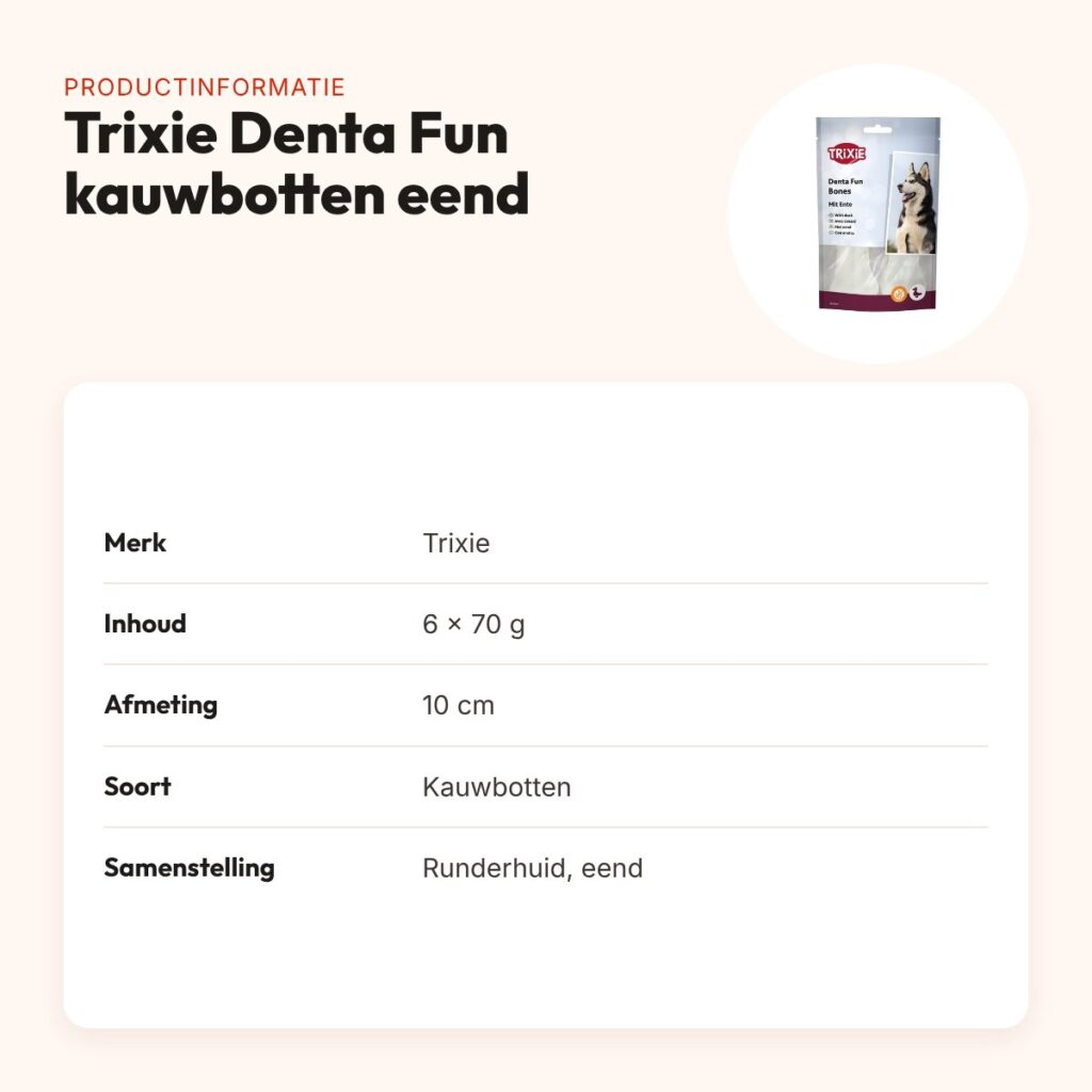 Trixie Denta Fun kauwbotten eend 10 cm – runderhuid, 6 x 70 g – productinformatie