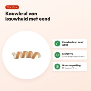 Trixie Denta Fun kauwkrul eend 12 cm – runderhuid met eend, 50 stuks – voordelen