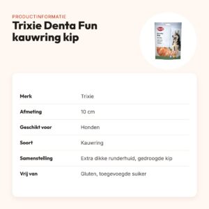 Trixie Denta Fun kauwring kip 10 cm – extra dikke runderhuid – productinformatie