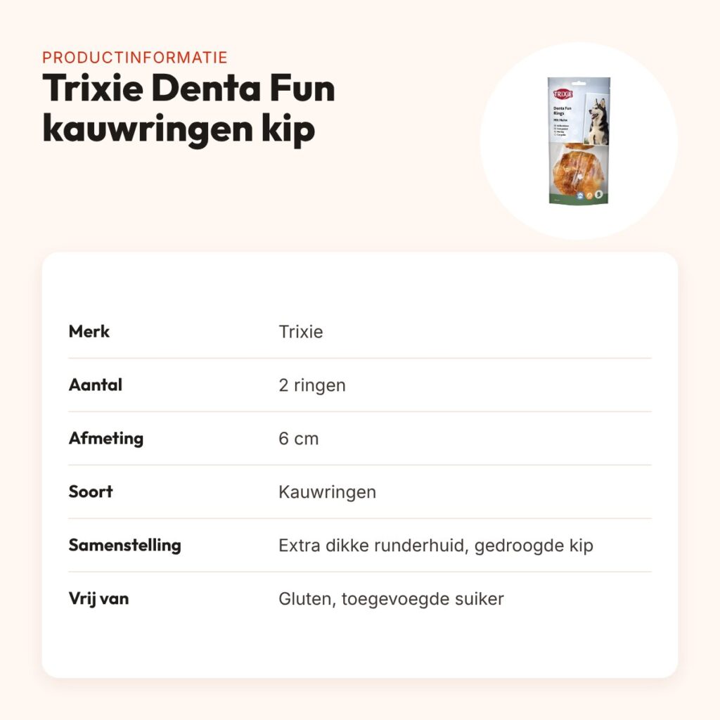 Trixie Denta Fun kauwringen kip 6 cm – 2 stuks, glutenvrij – productinformatie
