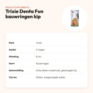 Trixie Denta Fun kauwringen kip 6 cm – 2 stuks, glutenvrij – productinformatie