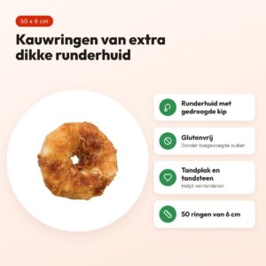 Trixie Denta Fun kauwringen kip 6 cm – 50 stuks, glutenvrij – voordelen