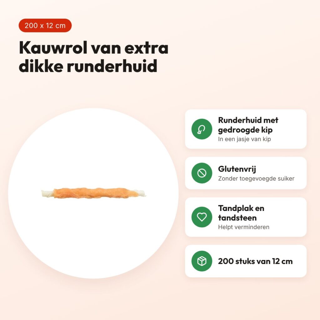 Trixie Denta Fun kauwrol kip 12 cm – runderhuid, 200 stuks – voordelen