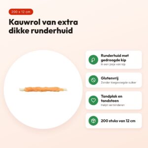 Trixie Denta Fun kauwrol kip 12 cm – runderhuid, 200 stuks – voordelen