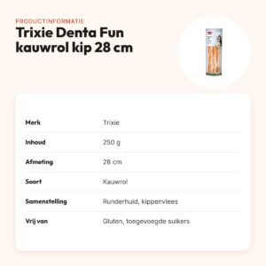 Trixie Denta Fun kauwrol kip 28 cm – runderhuid, 250 g – productinformatie