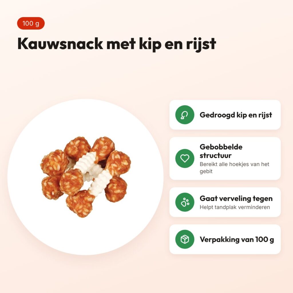 Trixie Denta Fun kauwsnack kip en rijst Dumbells 100 g – voordelen