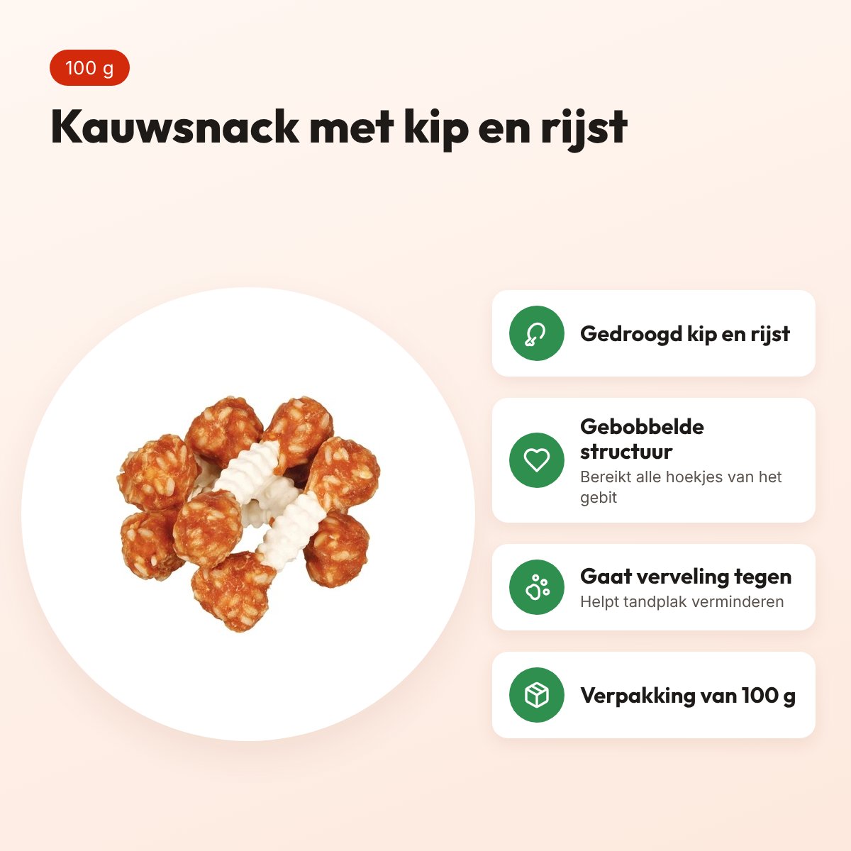 Trixie Denta Fun kauwsnack kip en rijst Dumbells 100 g – voordelen