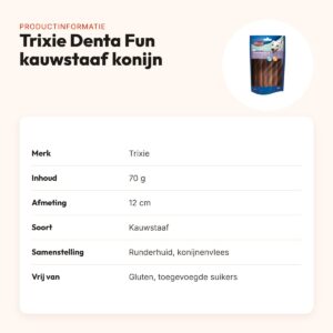Trixie Denta Fun kauwstaaf konijn 12 cm – runderhuid, 70 g – productinformatie