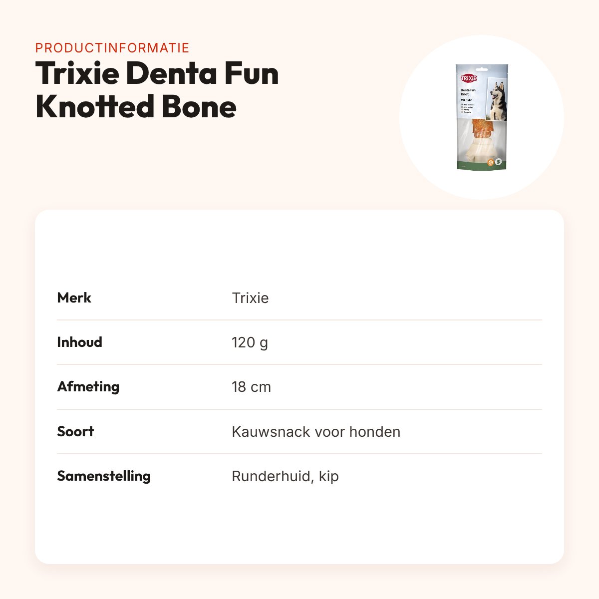 Trixie Denta Fun Knotted Chicken Chewing Bone 18 cm 120 g – productinformatie