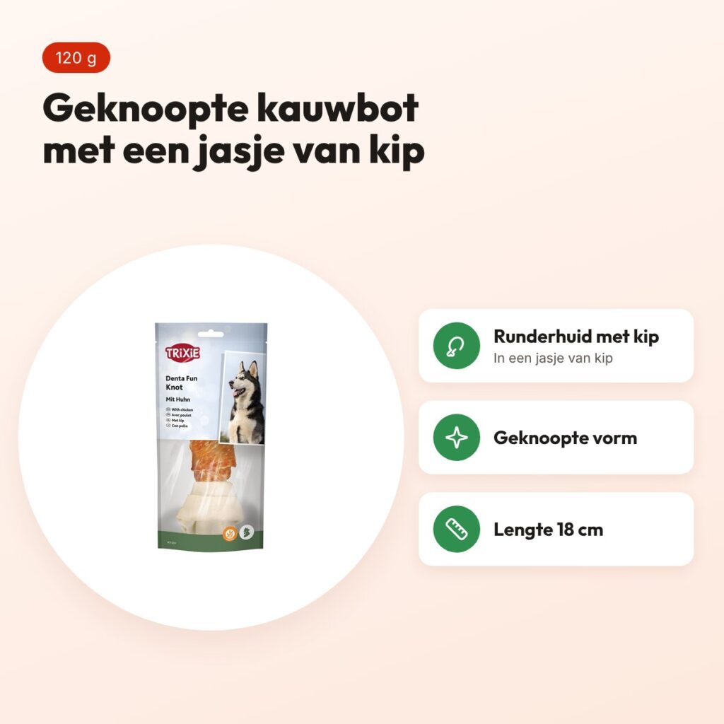 Trixie Denta Fun Knotted Chicken Chewing Bone 18 cm 120 g – voordelen