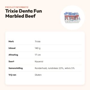Trixie Denta Fun Marbled Beef kauwrol 17 cm 140 g – runderhuid, rund en vis – productinformatie