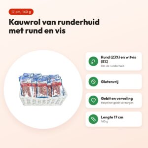Trixie Denta Fun Marbled Beef kauwrol 17 cm 140 g – runderhuid, rund en vis – voordelen