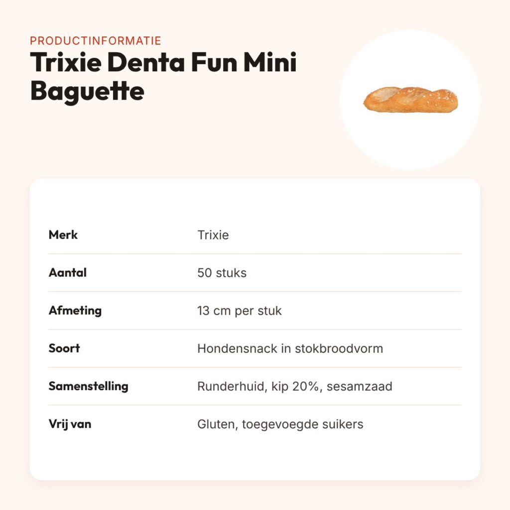 Trixie Denta Fun Mini Baguette 13 cm – runderhuid met kip, 50 stuks – productinformatie