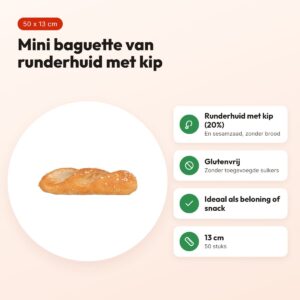 Trixie Denta Fun Mini Baguette 13 cm – runderhuid met kip, 50 stuks – voordelen