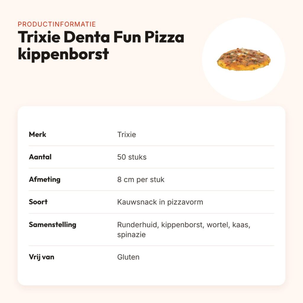 Trixie Denta Fun Pizza met kippenborst 8 cm – kauwsnack, 50 stuks – productinformatie