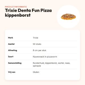 Trixie Denta Fun Pizza met kippenborst 8 cm – kauwsnack, 50 stuks – productinformatie