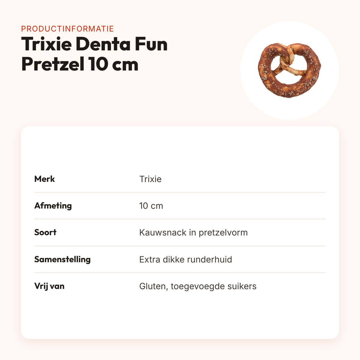 Trixie Denta Fun Pretzels eend 10 cm – runderhuid met eend – productinformatie