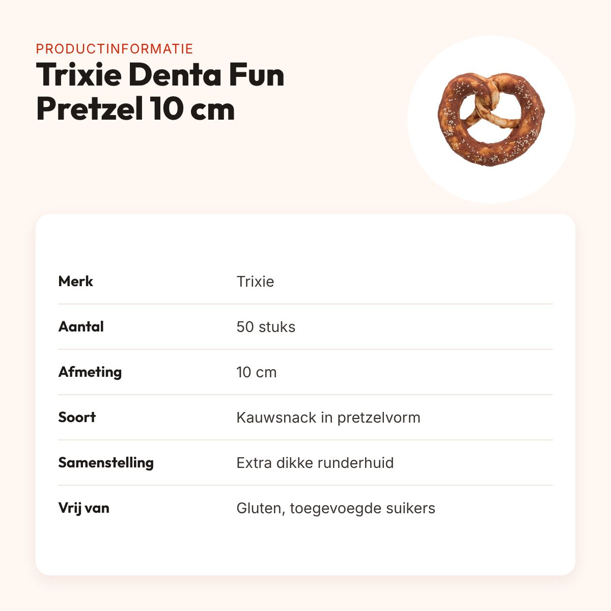 Trixie Denta Fun Pretzels eend 10 cm – runderhuid met eend, 50 stuks – productinformatie