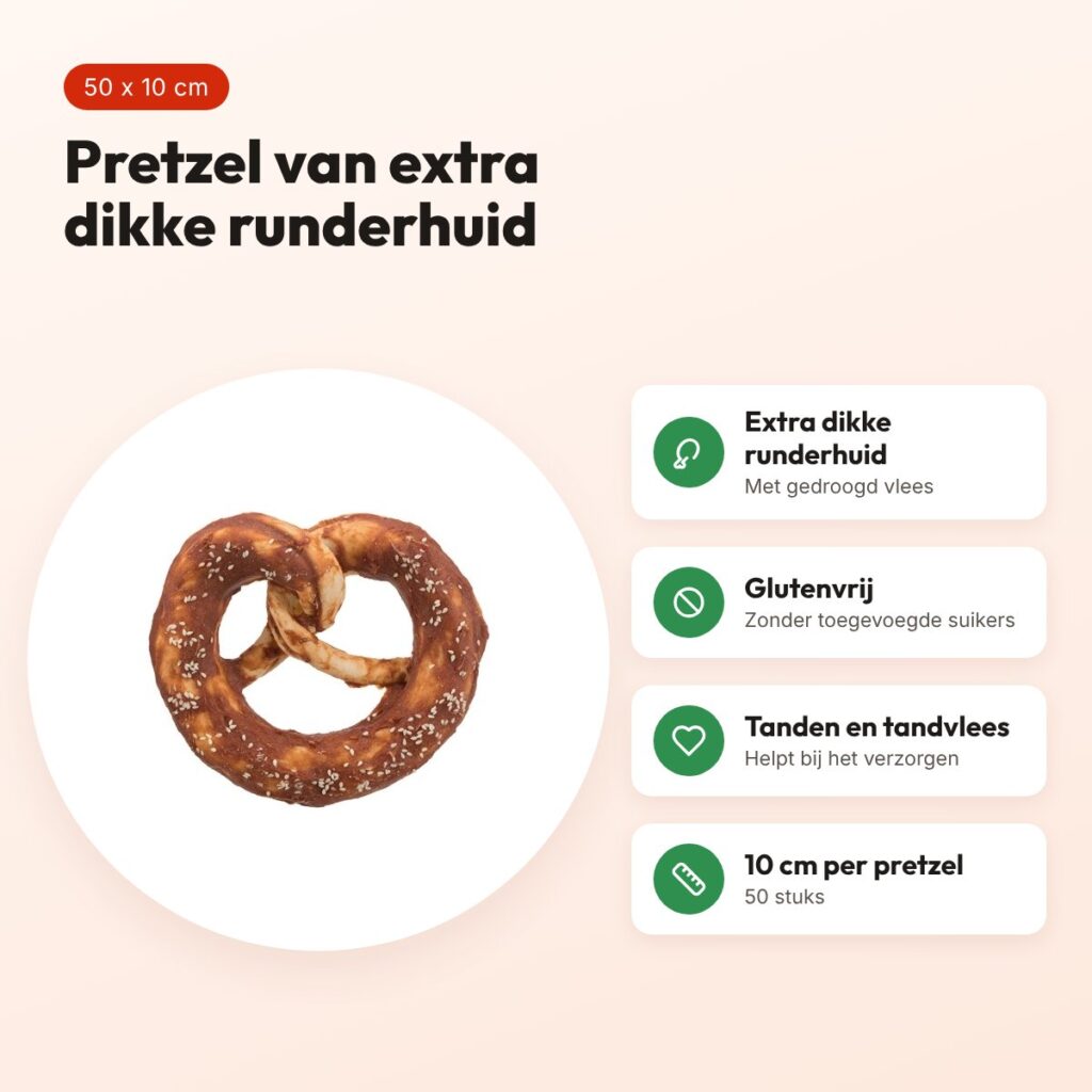 Trixie Denta Fun Pretzels eend 10 cm – runderhuid met eend, 50 stuks – voordelen