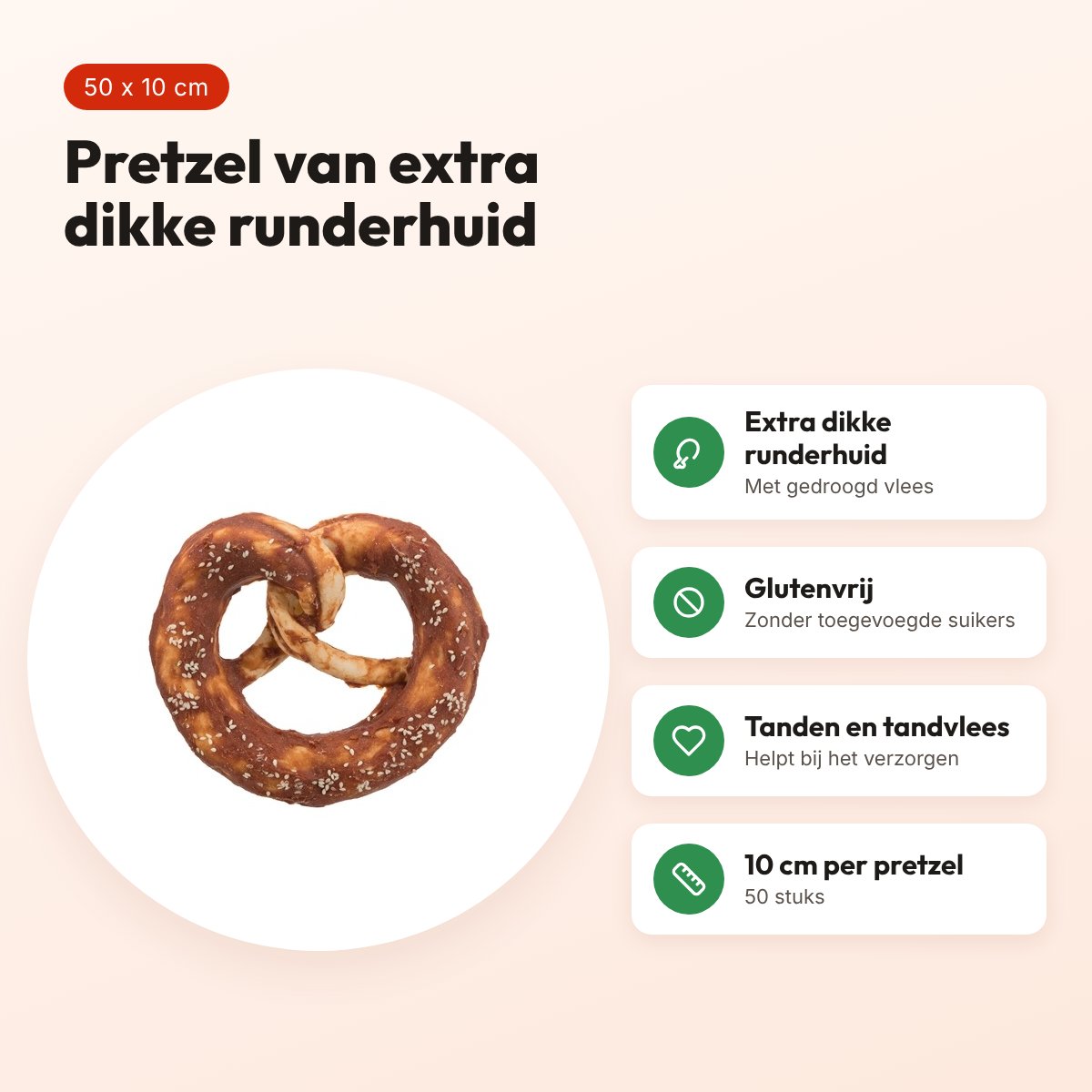 Trixie Denta Fun Pretzels eend 10 cm – runderhuid met eend, 50 stuks – voordelen