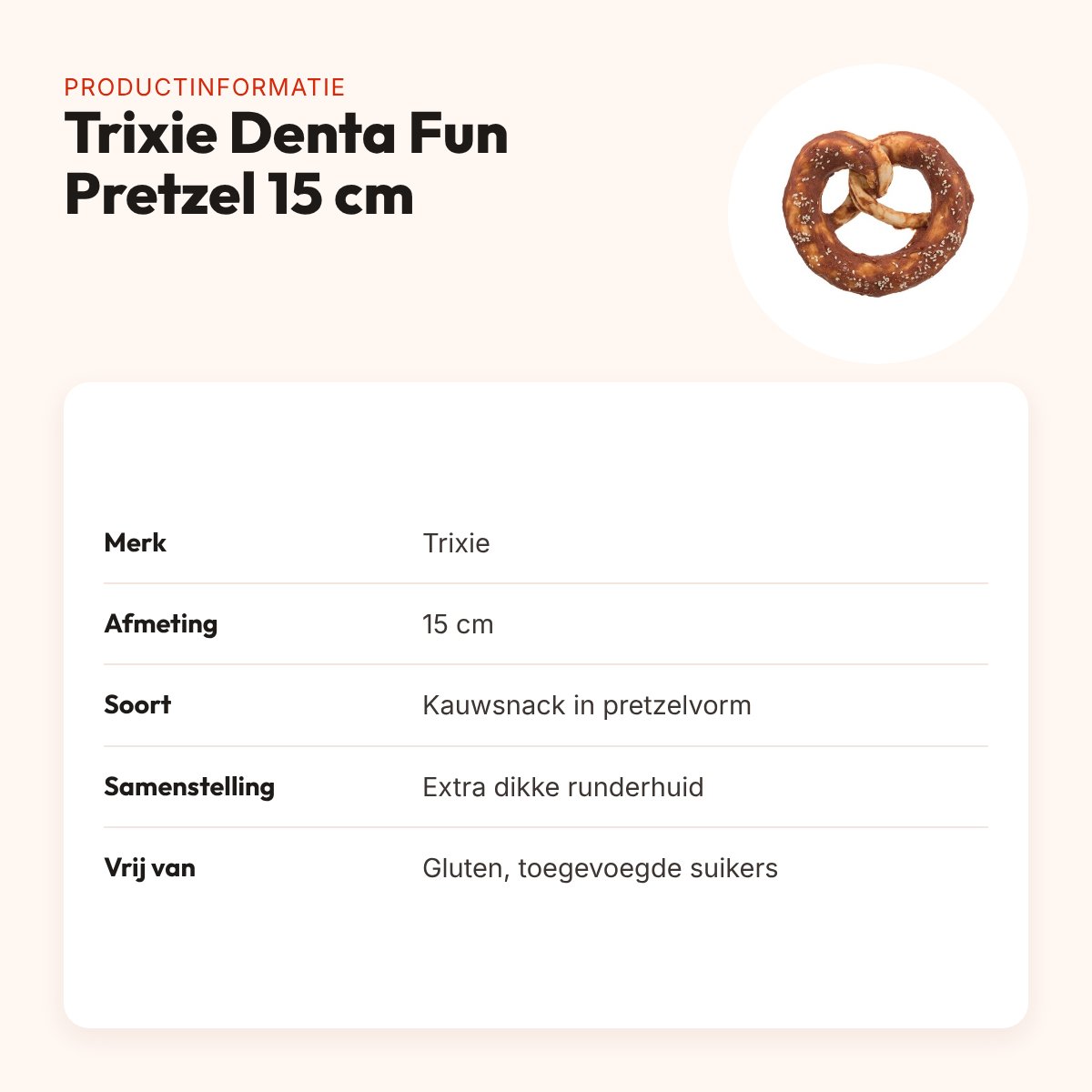 Trixie Denta Fun Pretzels eend 15 cm – runderhuid met eend – productinformatie