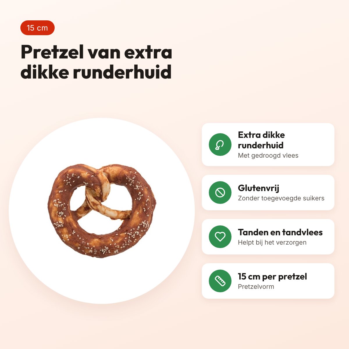 Trixie Denta Fun Pretzels eend 15 cm – runderhuid met eend – voordelen