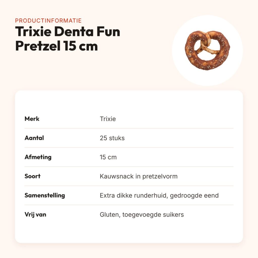 Trixie Denta Fun Pretzels eend 15 cm – runderhuid met eend, 25 stuks – productinformatie