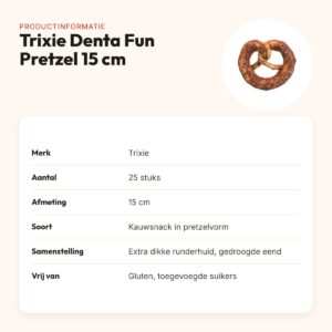 Trixie Denta Fun Pretzels eend 15 cm – runderhuid met eend, 25 stuks – productinformatie