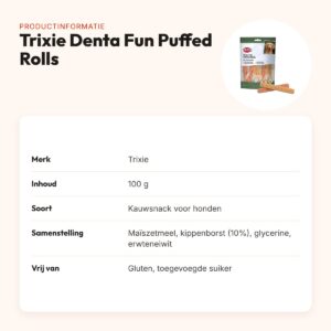 Trixie Denta Fun Puffed Rolls met kippenborst 100 g – glutenvrij – productinformatie