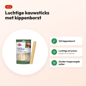 Trixie Denta Fun Puffed Sticks kauwsnack met kippenborst 40 g – voordelen