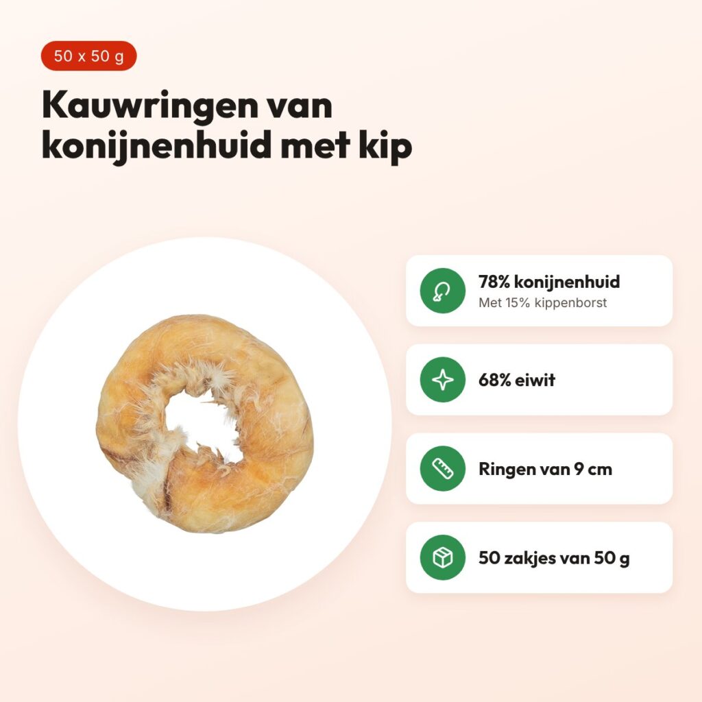 Trixie Denta Fun Rabbit Ring kauwsnack kippenborst 9 cm 50 x 50 g – voordelen