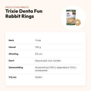Trixie Denta Fun Rabbit Rings kauwsnack kippenborst 9,5 cm 100 g – productinformatie
