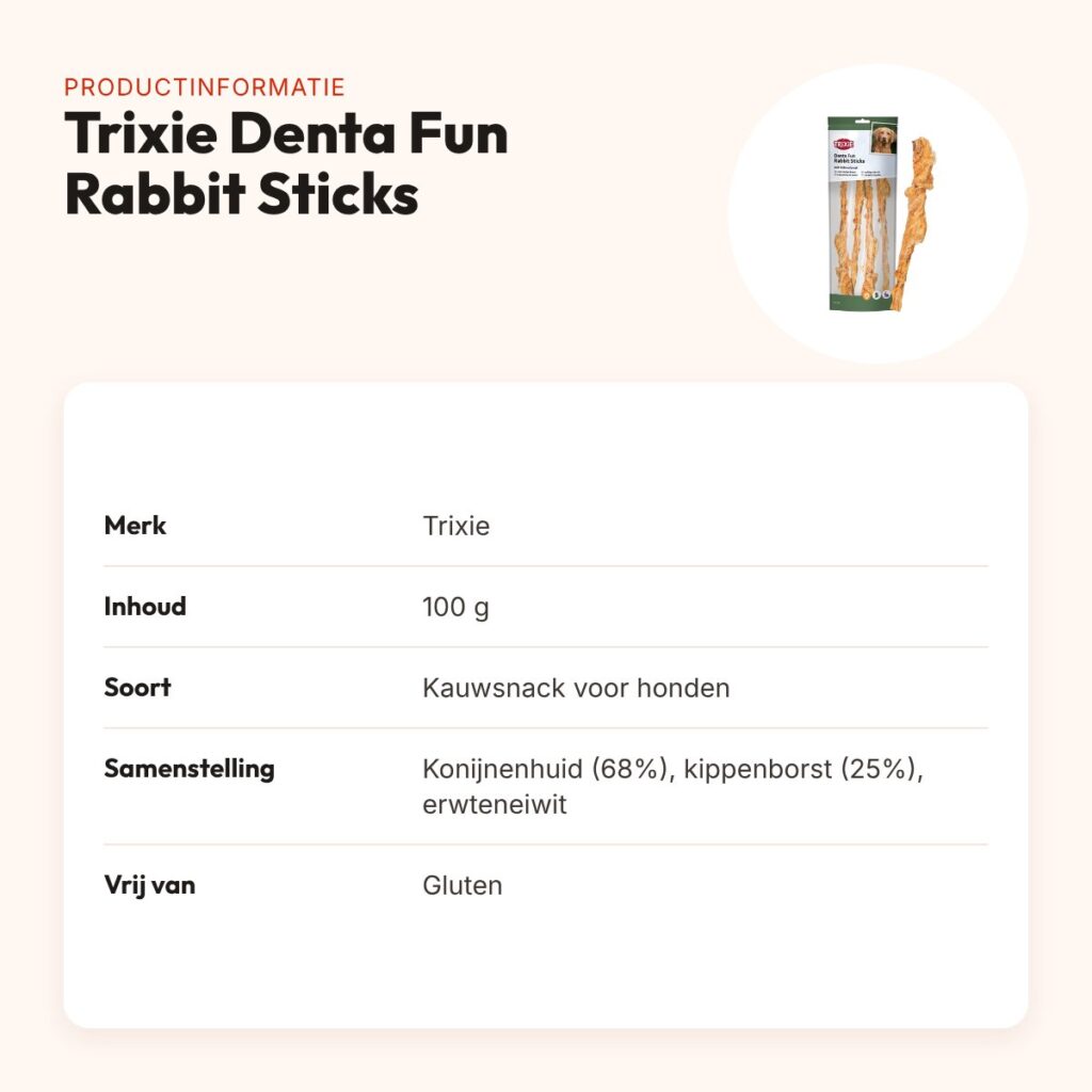 Trixie Denta Fun Rabbit Sticks kauwsnack met kippenborst 100 g – productinformatie