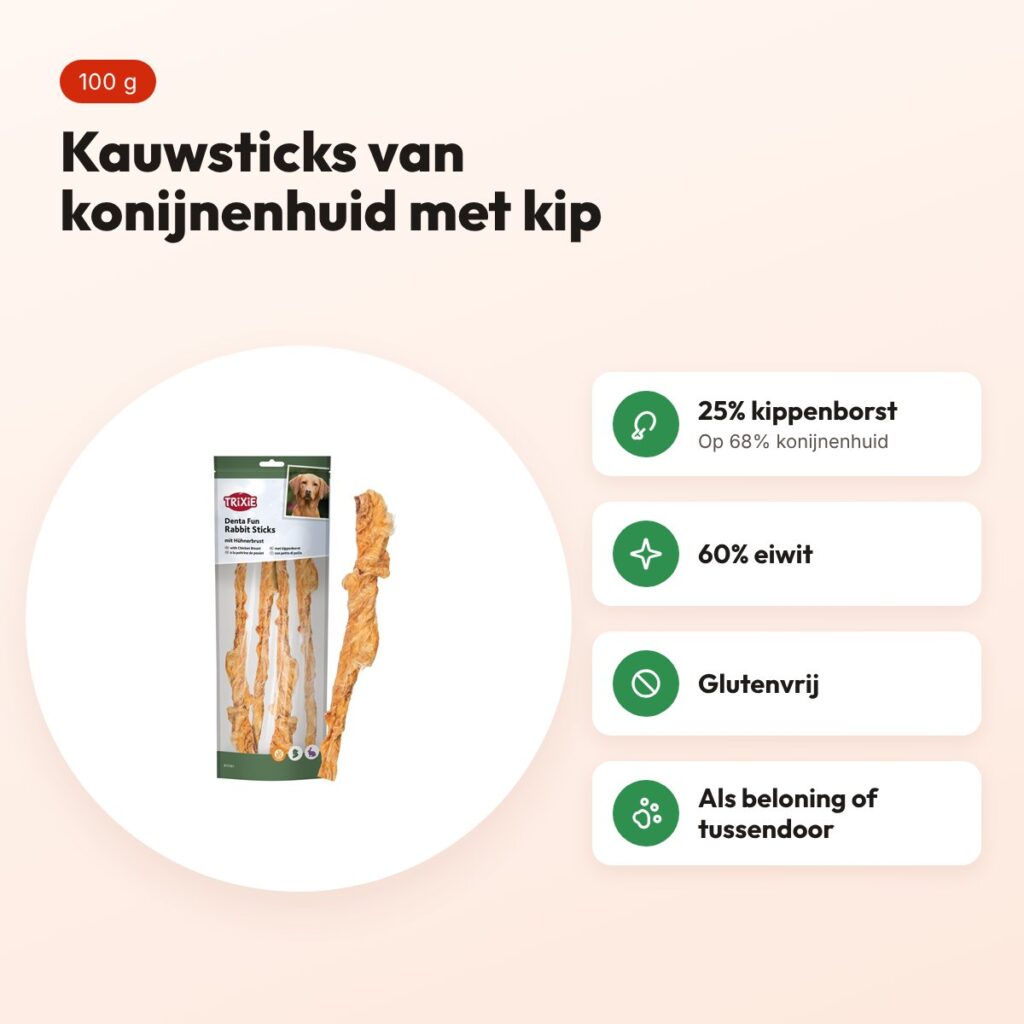 Trixie Denta Fun Rabbit Sticks kauwsnack met kippenborst 100 g – voordelen