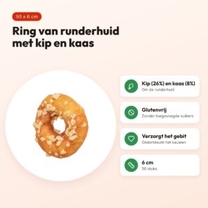 Trixie Denta Fun Ring 6 cm – runderhuid met kip en kaas, 50 stuks – voordelen