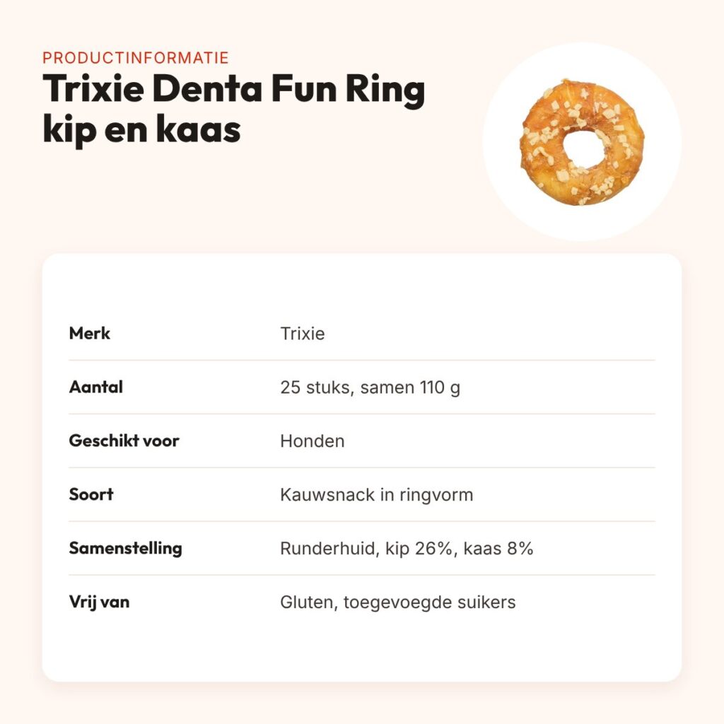 Trixie Denta Fun Ring met kip en kaas 110 g – kauwsnack, 25 stuks – productinformatie