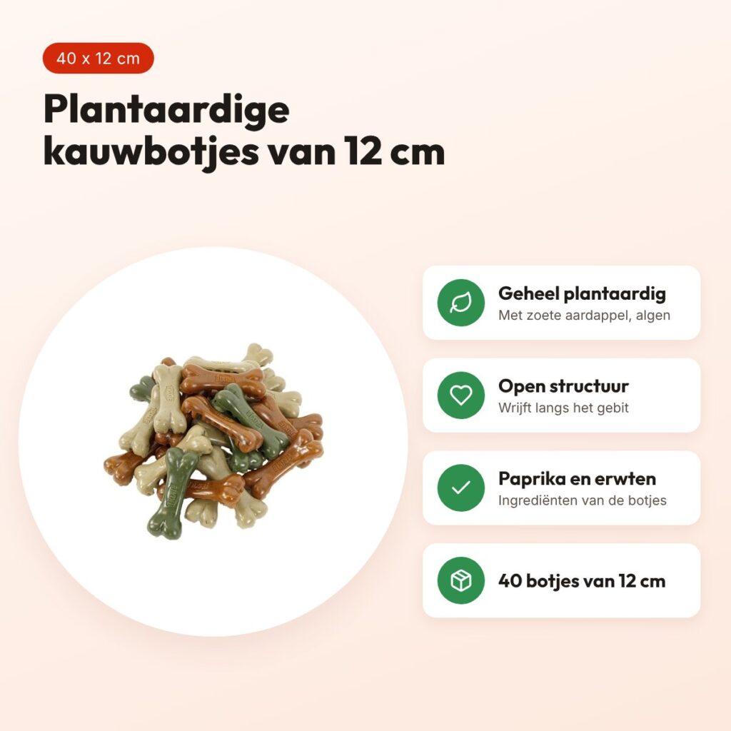 Trixie Denta Fun Veggie bot 12 cm – plantaardige kauwsnack, 40 stuks – voordelen