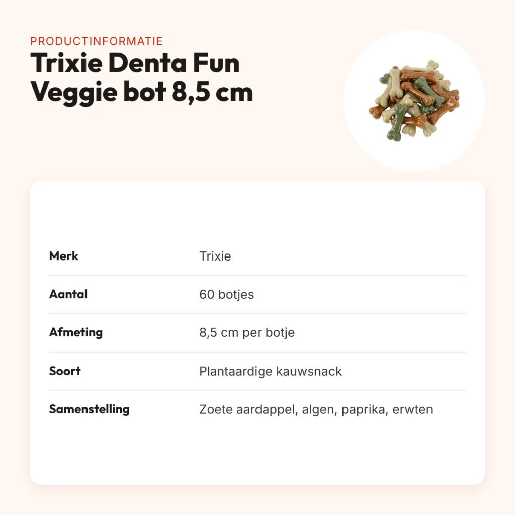 Trixie Denta Fun Veggie bot 8,5 cm – plantaardige kauwsnack, 60 stuks – productinformatie
