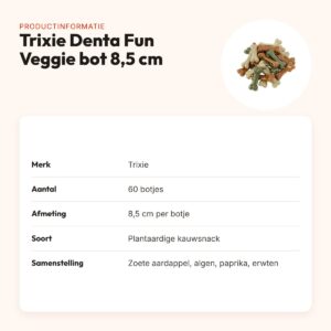 Trixie Denta Fun Veggie bot 8,5 cm – plantaardige kauwsnack, 60 stuks – productinformatie