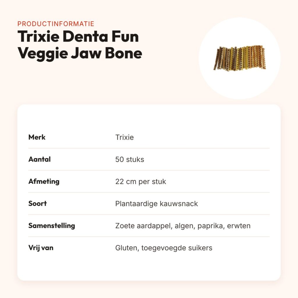 Trixie Denta Fun Veggie Jaw Bone 22 cm – plantaardige kauwsnack, 50 stuks – productinformatie