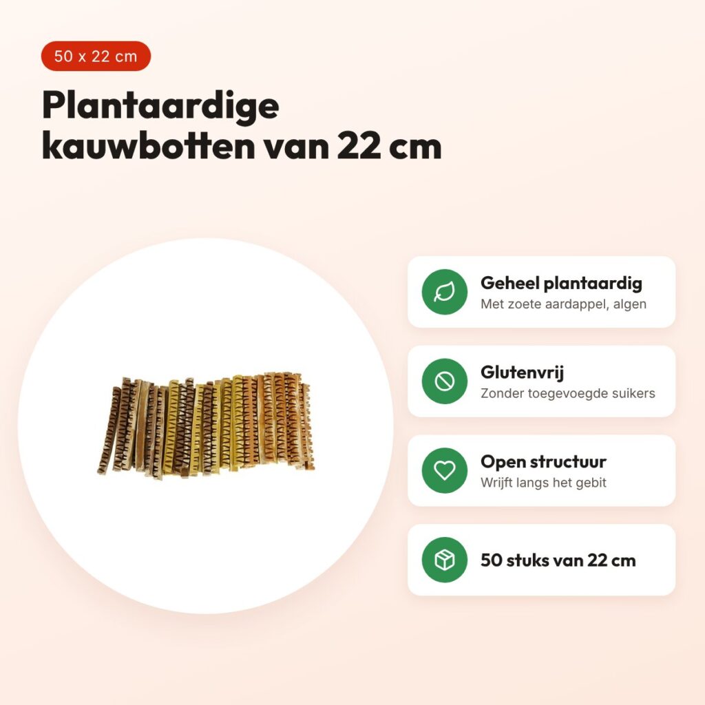 Trixie Denta Fun Veggie Jaw Bone 22 cm – plantaardige kauwsnack, 50 stuks – voordelen
