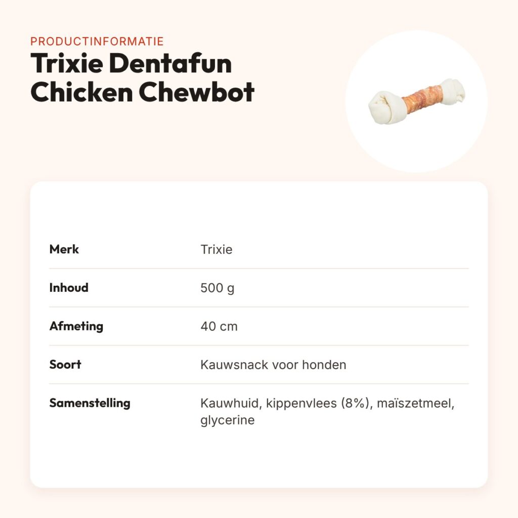 Trixie Dentafun Chicken Chewbot kauwbot runderhuid en kip 40 cm 500 g – productinformatie