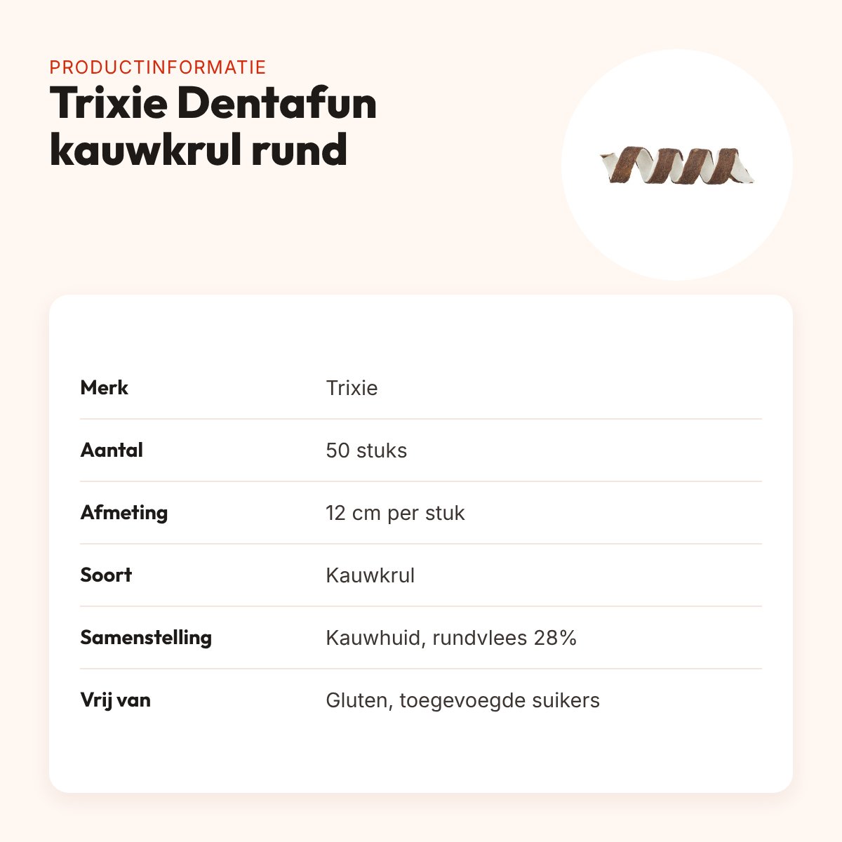 Trixie Dentafun kauwsnack rund 12 cm – glutenvrij, 50 stuks – productinformatie