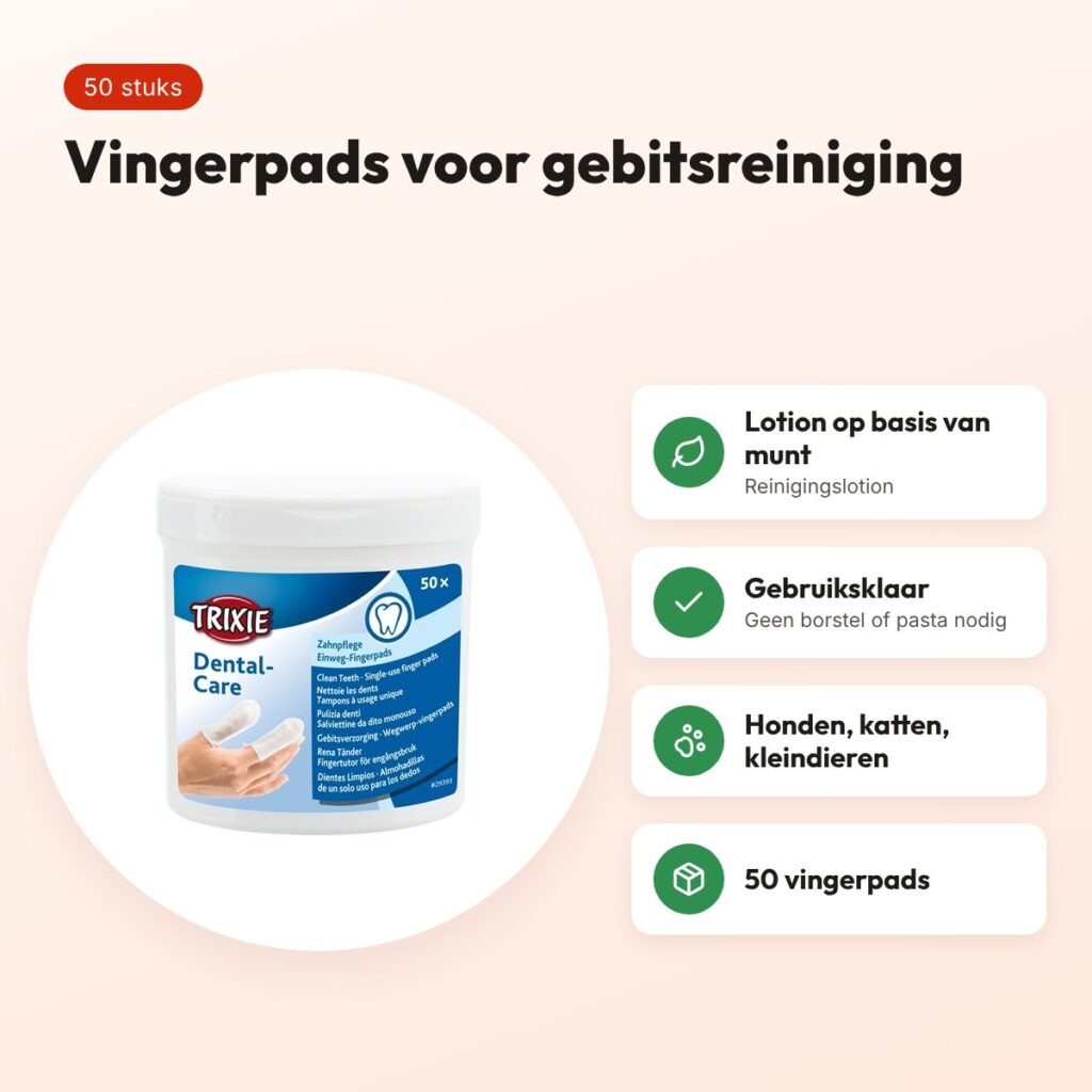 Trixie Dental Care vingerpads 50 stuks – gebitsreiniging met munt – voordelen